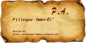 Pilinger Ambró névjegykártya